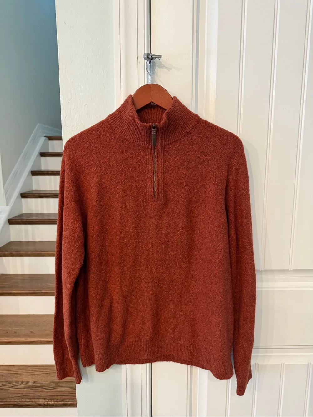 Banana Republic Men’s L Wool Blend Quarter Zip Sweater Rust Orange NWT